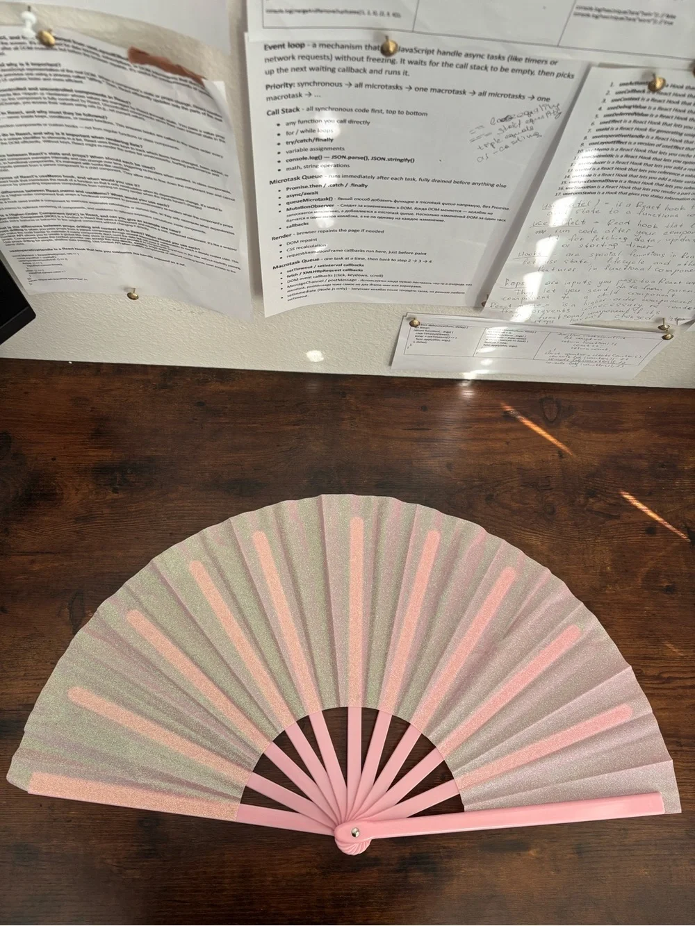 Pink Iridescent Glitter Folding Fan Handheld Folding Hand Fan Costume Party Prop